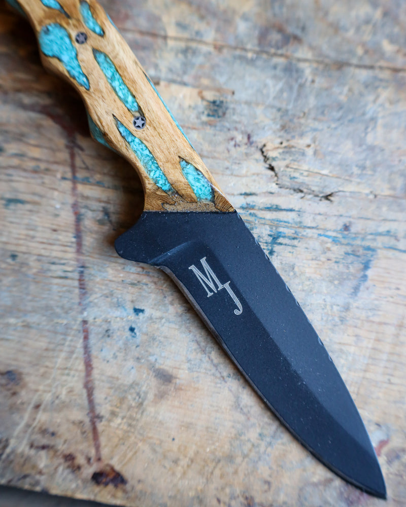 EXOTIC TEXAS KNIVES CHOLLA WITH TURQUOISE MEDIUM COWBOY KNIFE