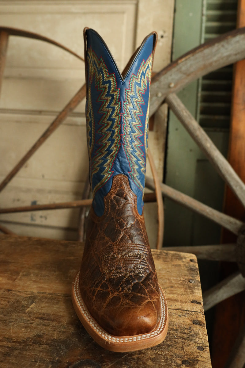 RW Ranch by R. Watson Men's Cowhide Tan Elephant Blue 13" Boot