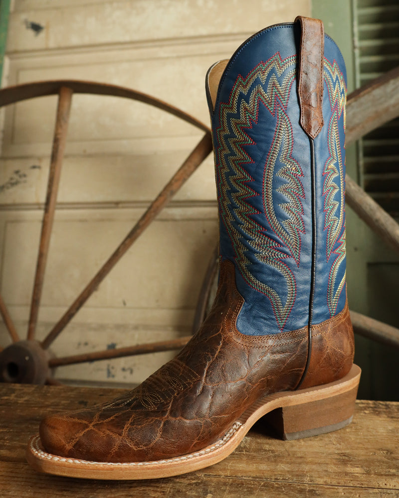 RW Ranch by R. Watson Men's Cowhide Tan Elephant Blue 13" Boot