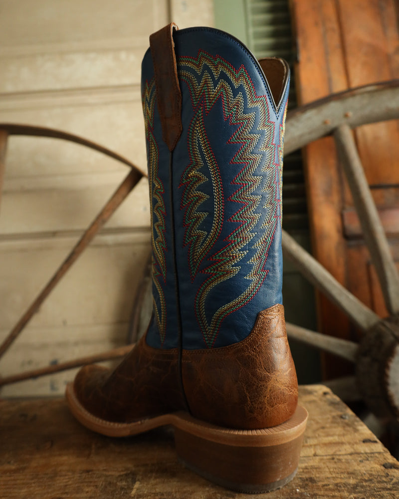 RW Ranch by R. Watson Men's Cowhide Tan Elephant Blue 13" Boot