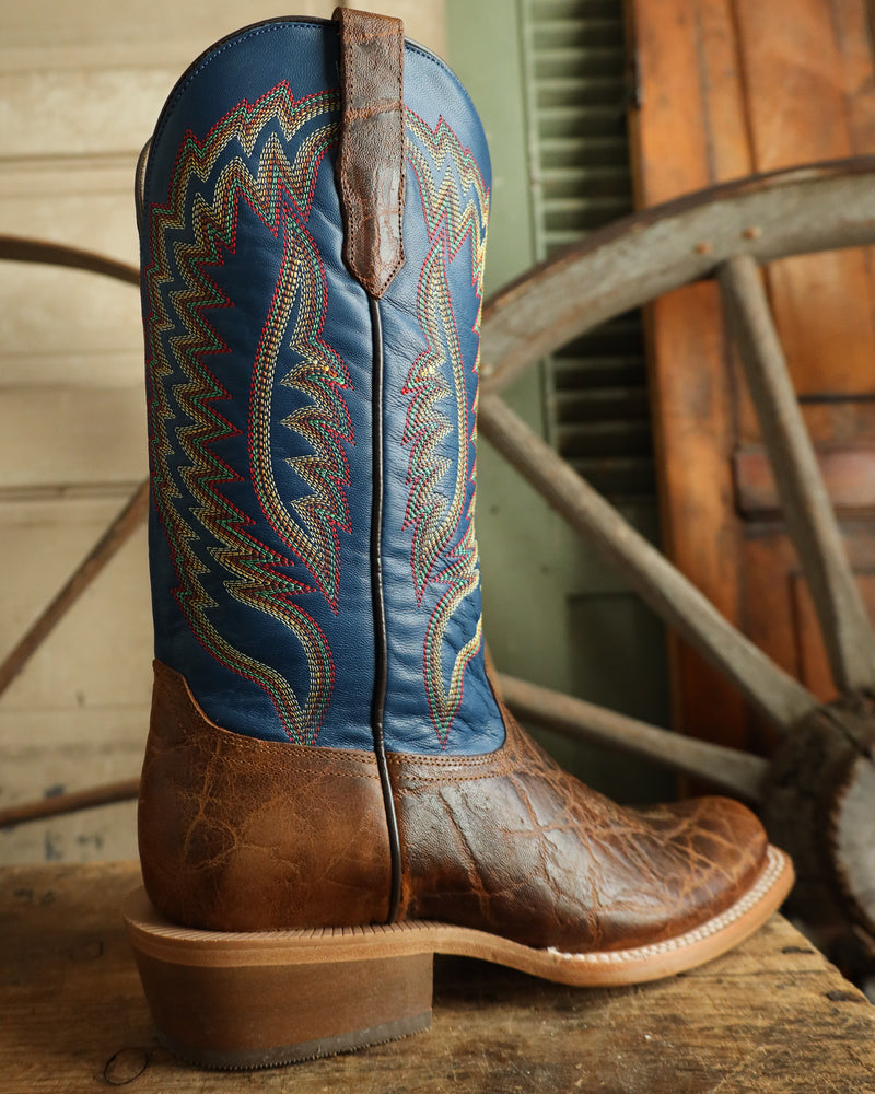 RW Ranch by R. Watson Men's Cowhide Tan Elephant Blue 13" Boot