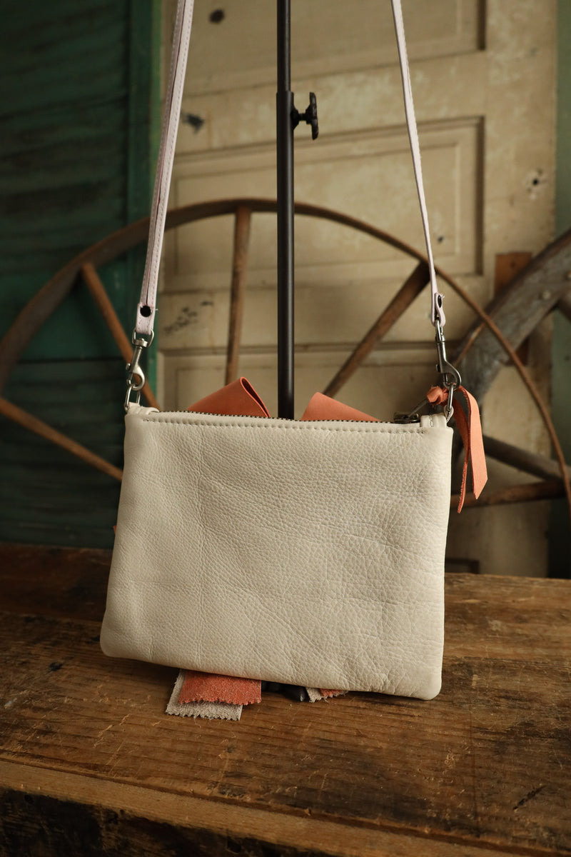 Totem White Leather Horse Ribbon Crossbody