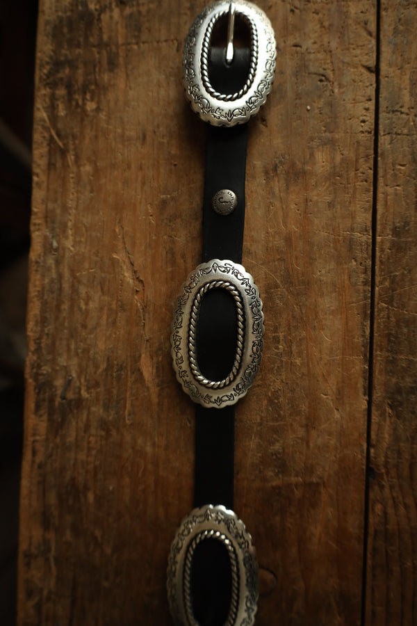 Double J Saddlery Harness Leather With Conchos Belt