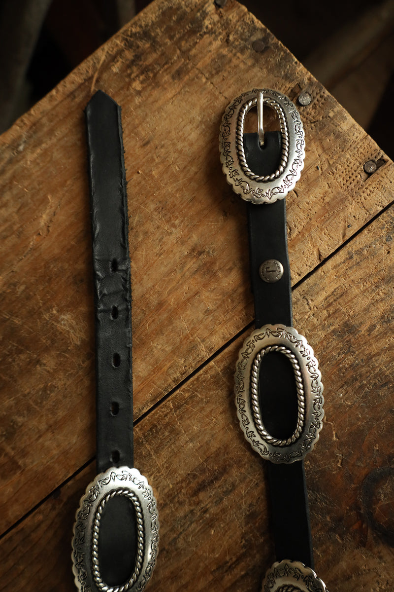 Double J Saddlery Harness Leather With Conchos Belt