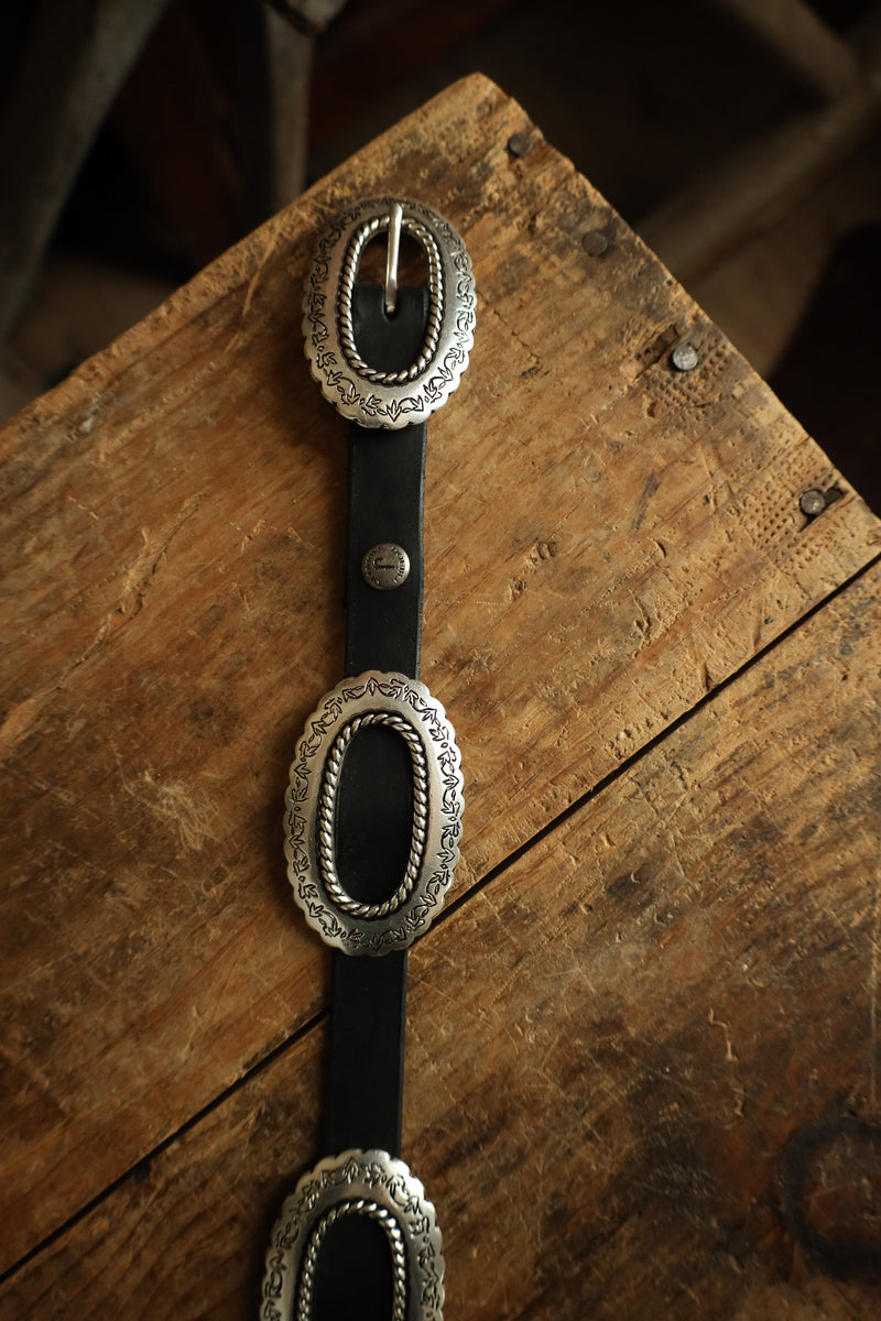 Double J Saddlery Harness Leather With Conchos Belt