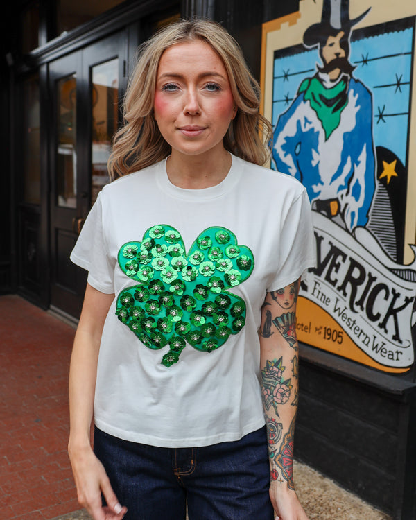 Queen Of Sparkles Flower Shamrock Tee 