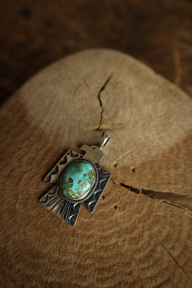 Thunderbird With Turquoise Stones Pendant