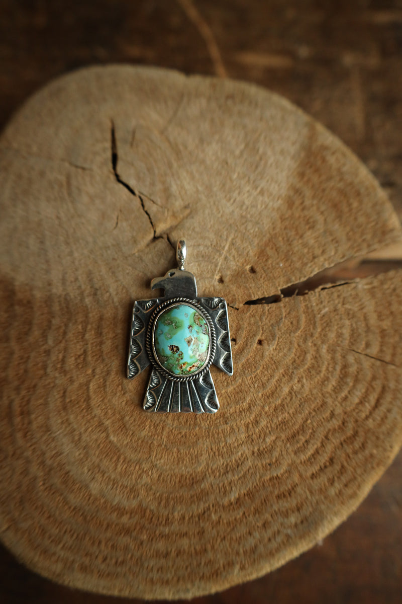 Thunderbird With Turquoise Stones Pendant
