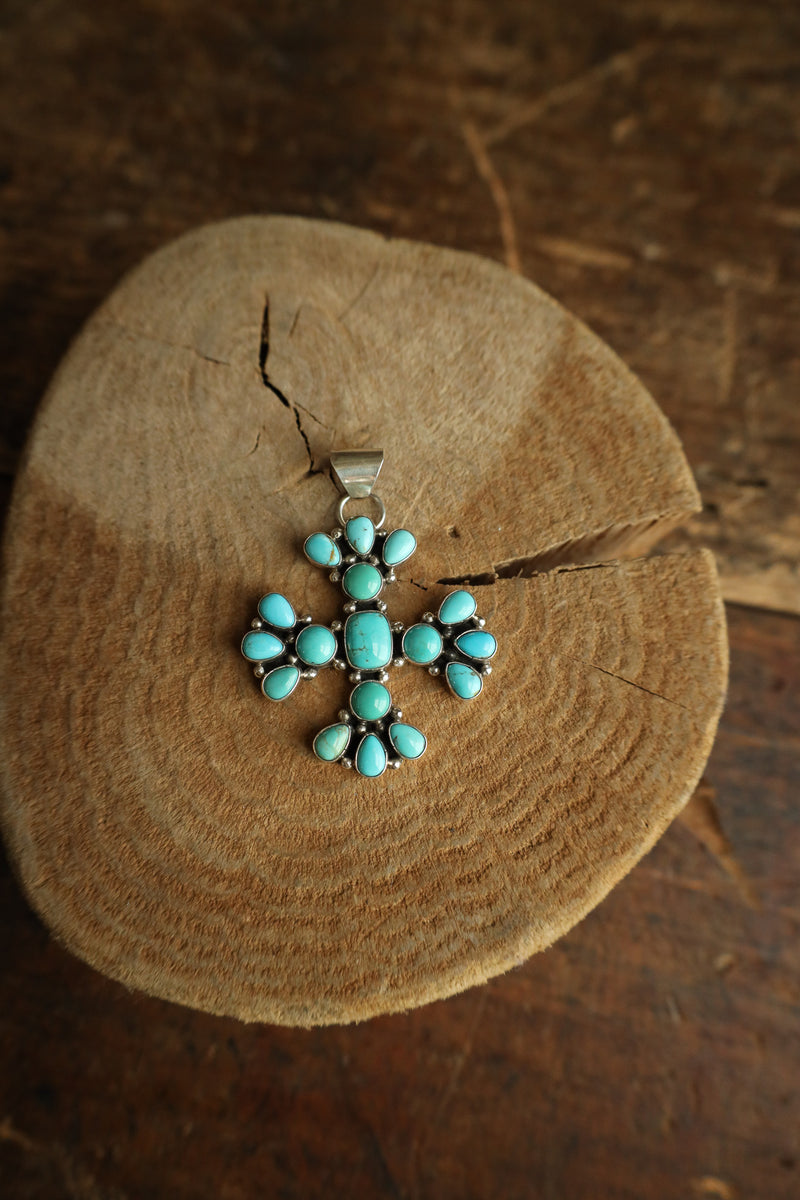 Turquoise Stones Cross Pendant