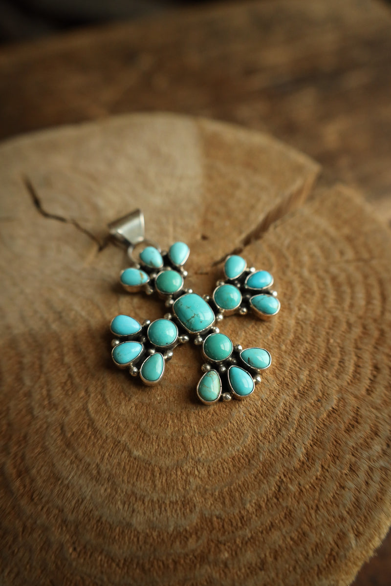 Turquoise Stones Cross Pendant