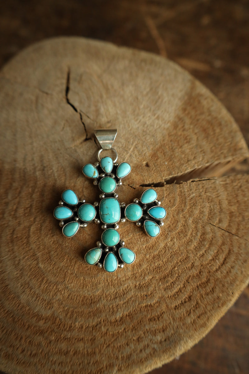 Turquoise Stones Cross Pendant