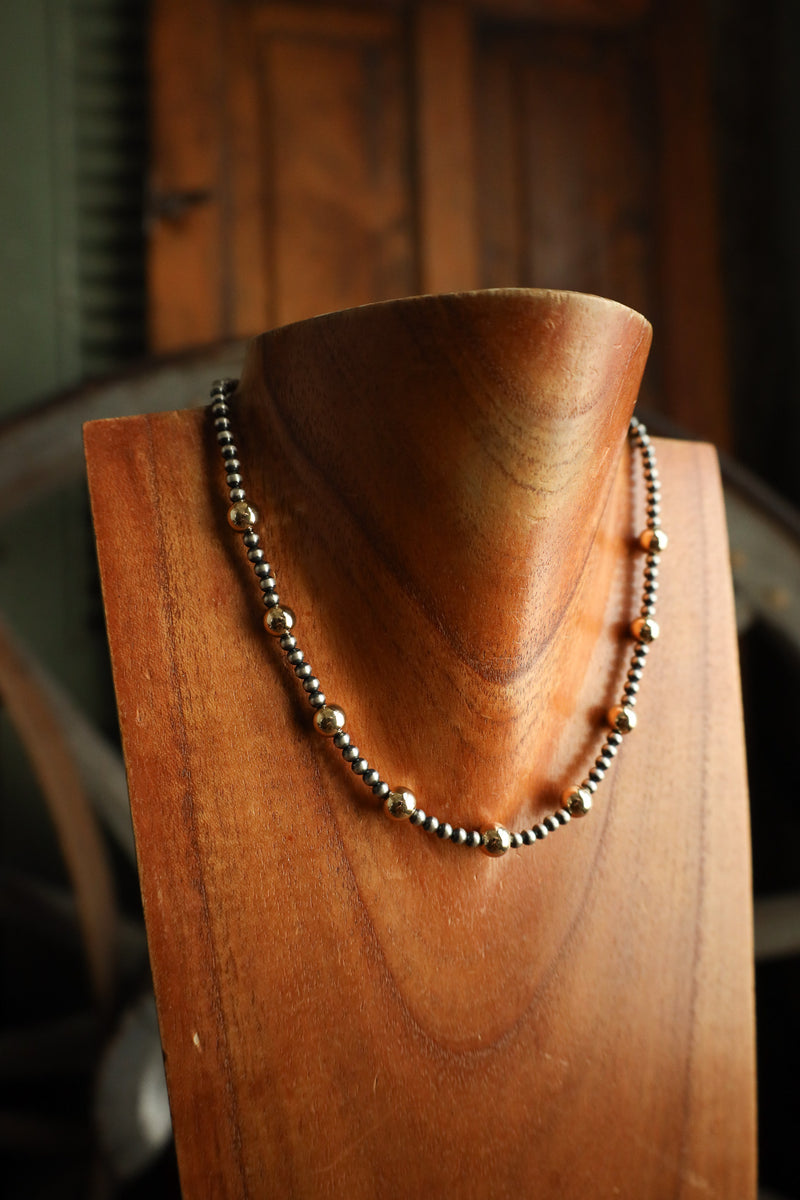 Small Navajo Pearls With Gold Filled Beads 14-16" Necklace