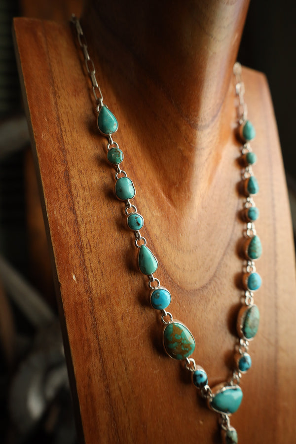 Turquoise Stones With Dangle Necklace