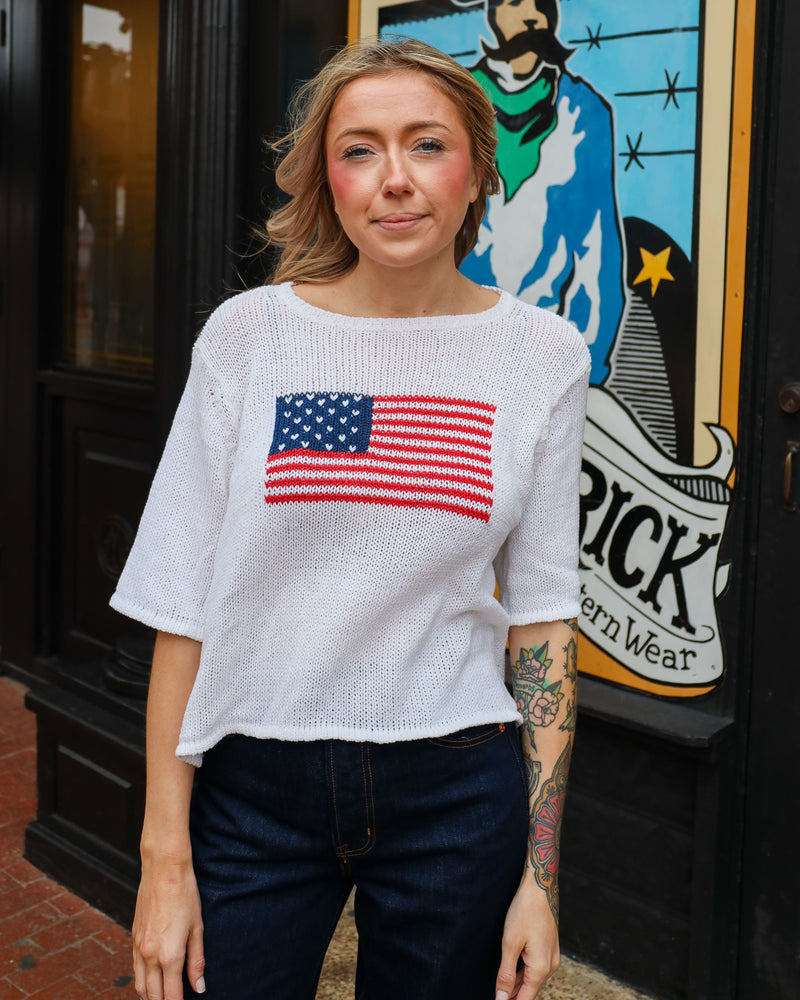 Wooden Ships Flag Half Sleeve Sweater 