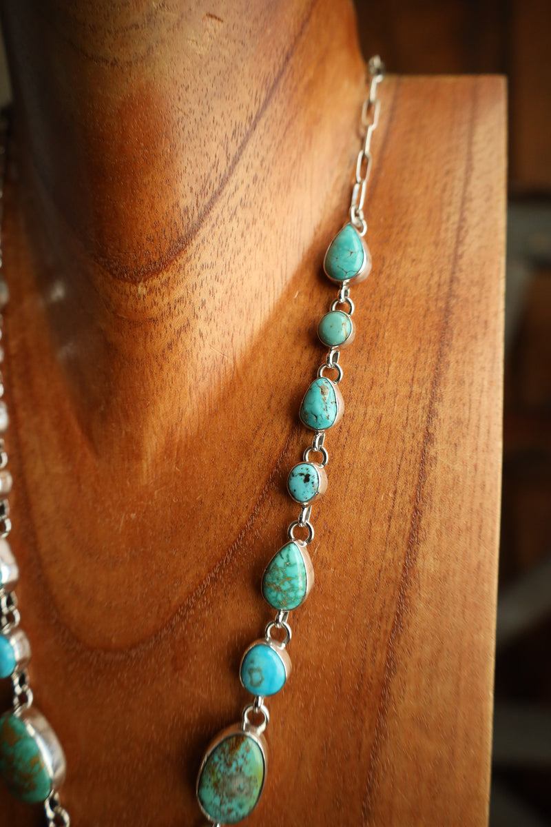 Turquoise Stones With Dangle Necklace