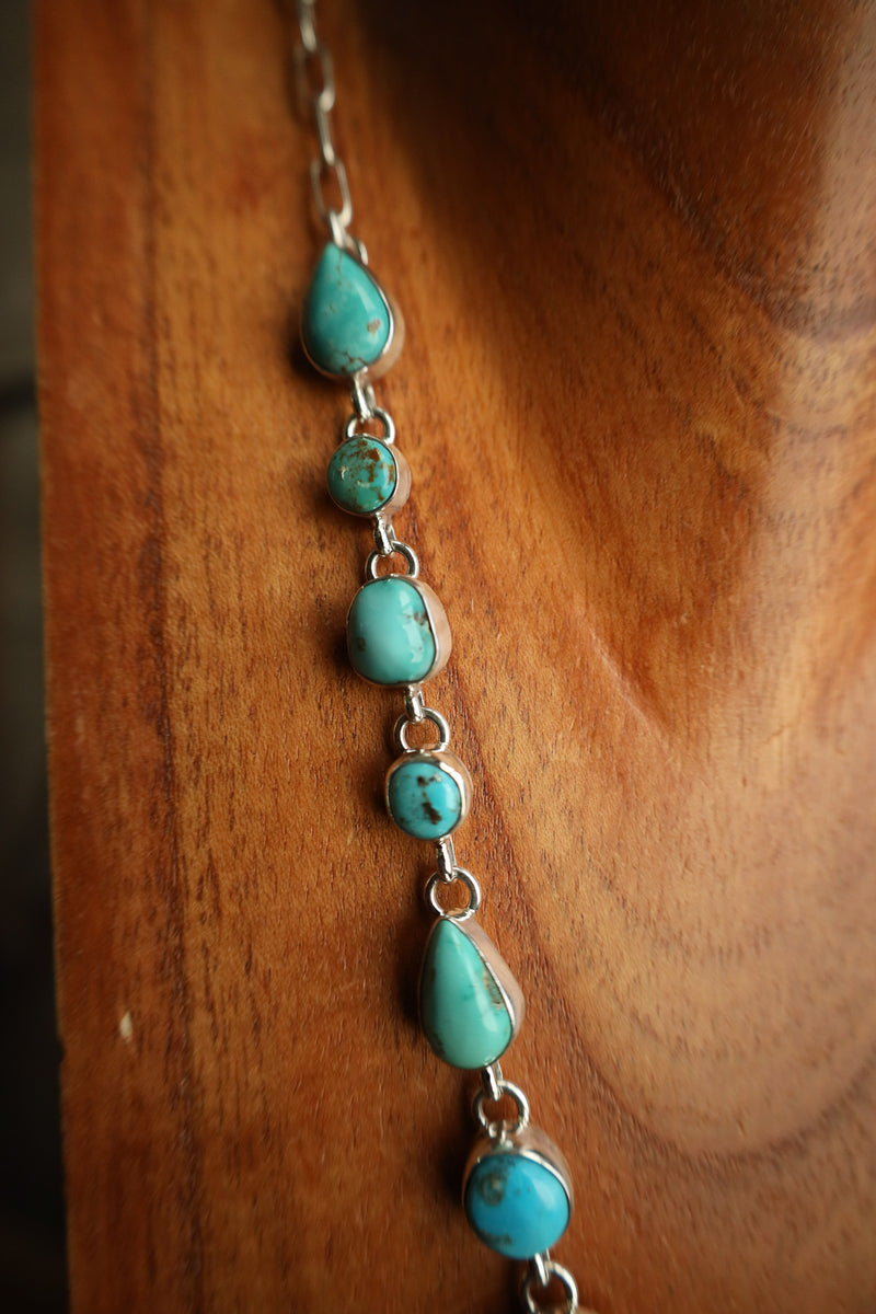 Turquoise Stones With Dangle Necklace