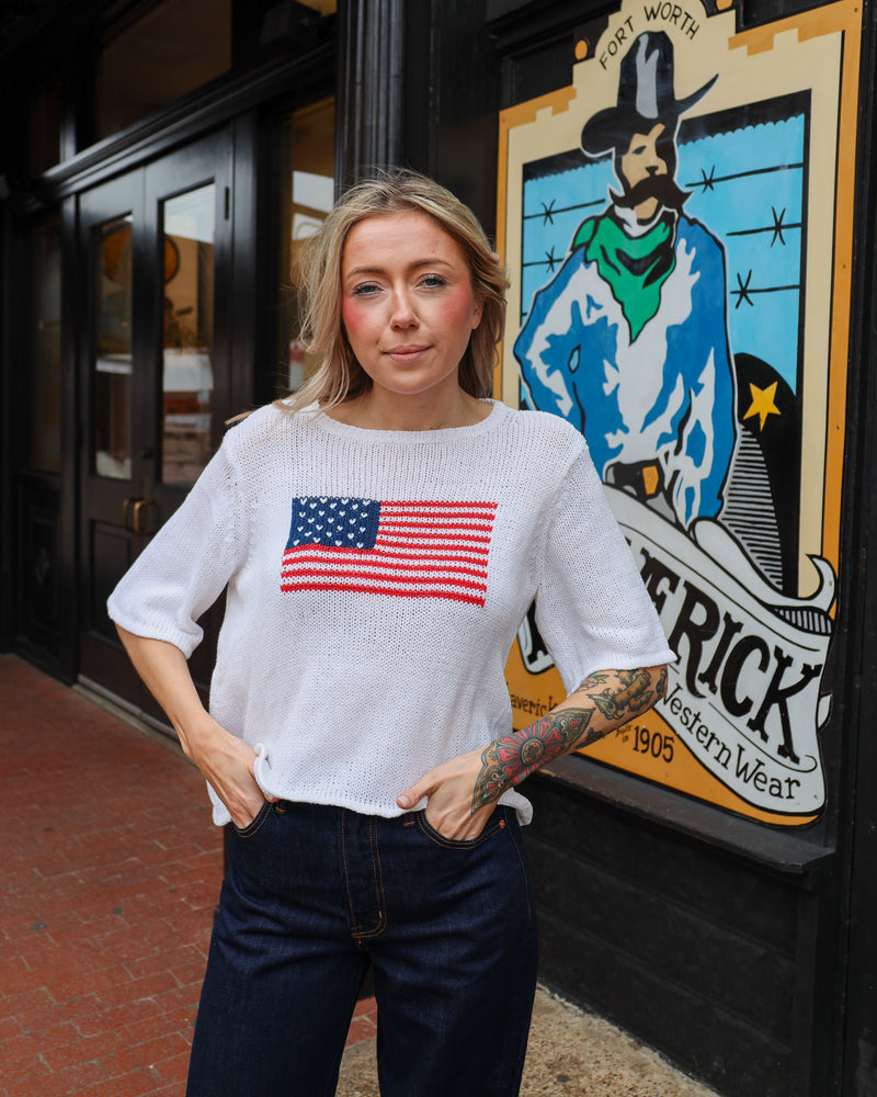 Wooden Ships Flag Half Sleeve Sweater 