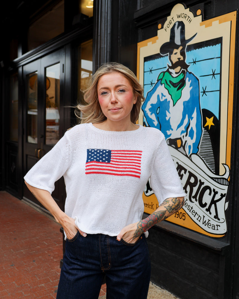 Wooden Ships Flag Half Sleeve Sweater 