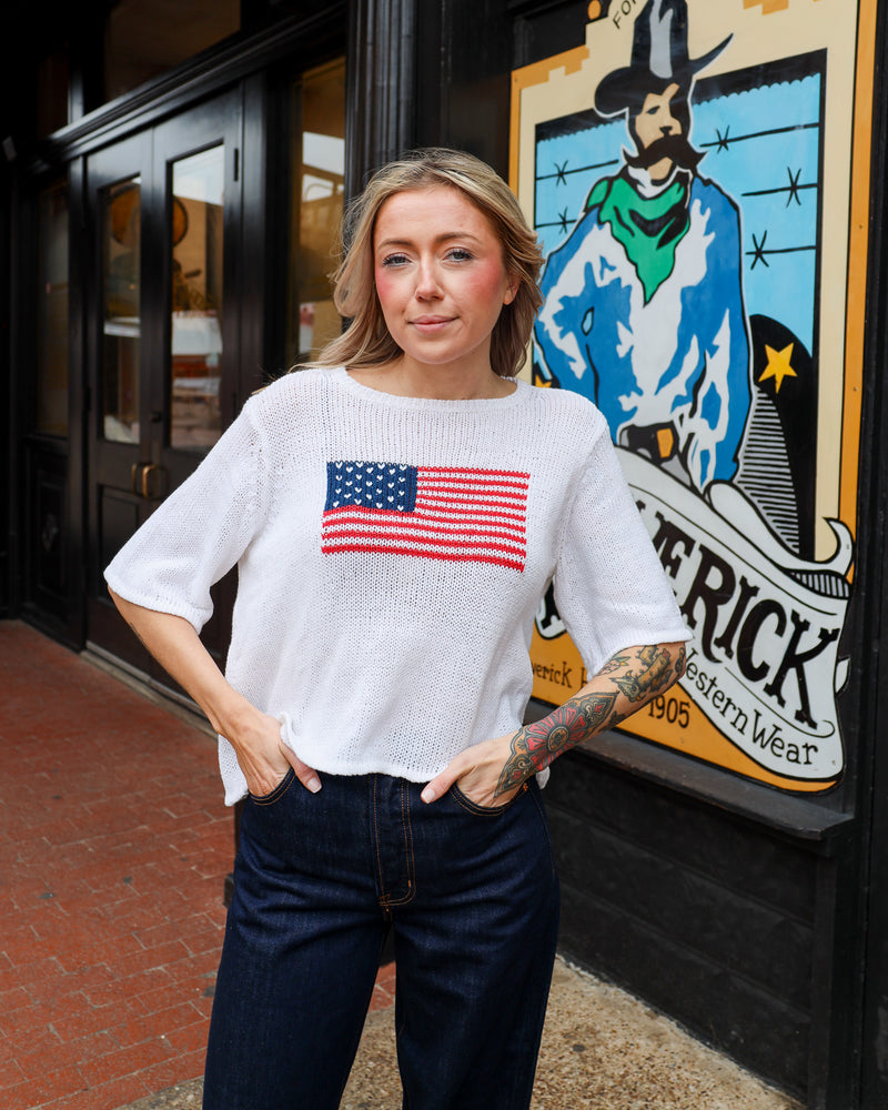 Wooden Ships Flag Half Sleeve Sweater 