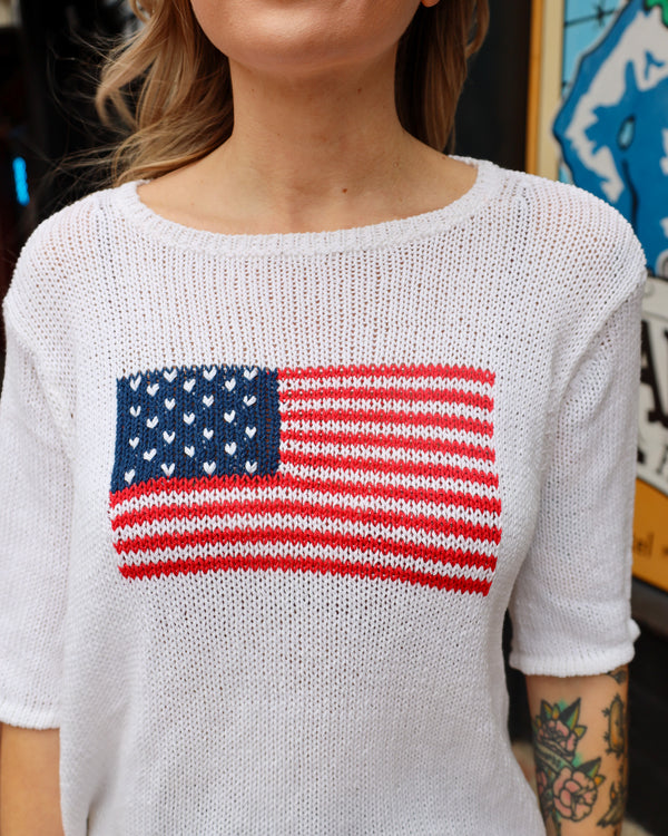 Wooden Ships Flag Half Sleeve Sweater 