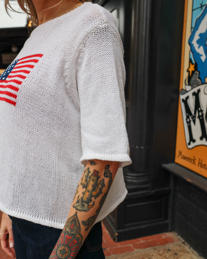 Wooden Ships Flag Half Sleeve Sweater 