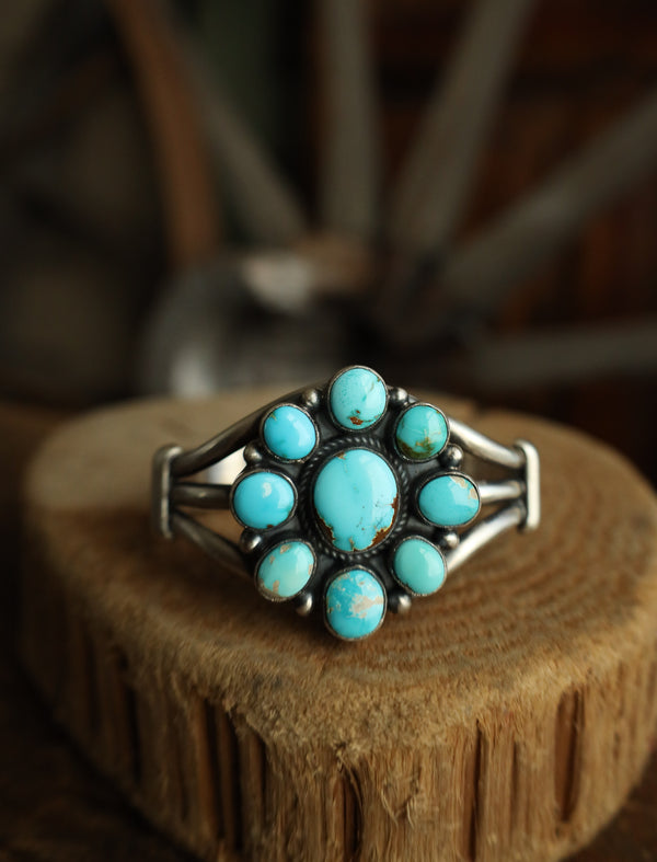 Turquoise Flower Cuff
