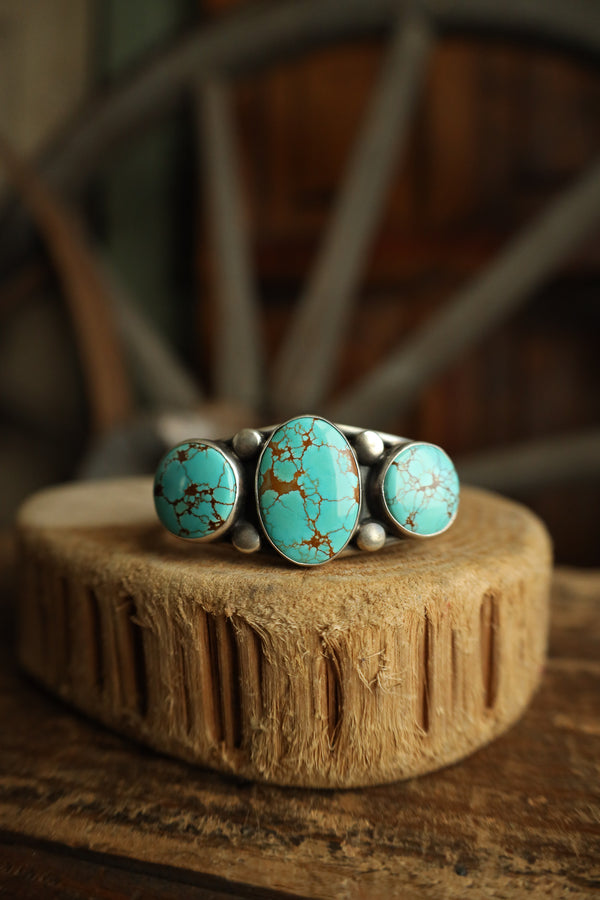 Turquoise Oval And 2 Large Rounds Cuff
