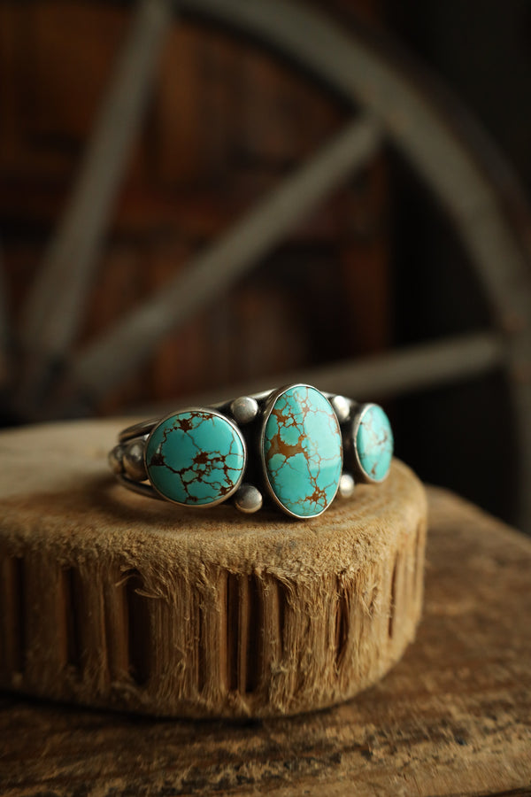 Turquoise Oval And 2 Large Rounds Cuff