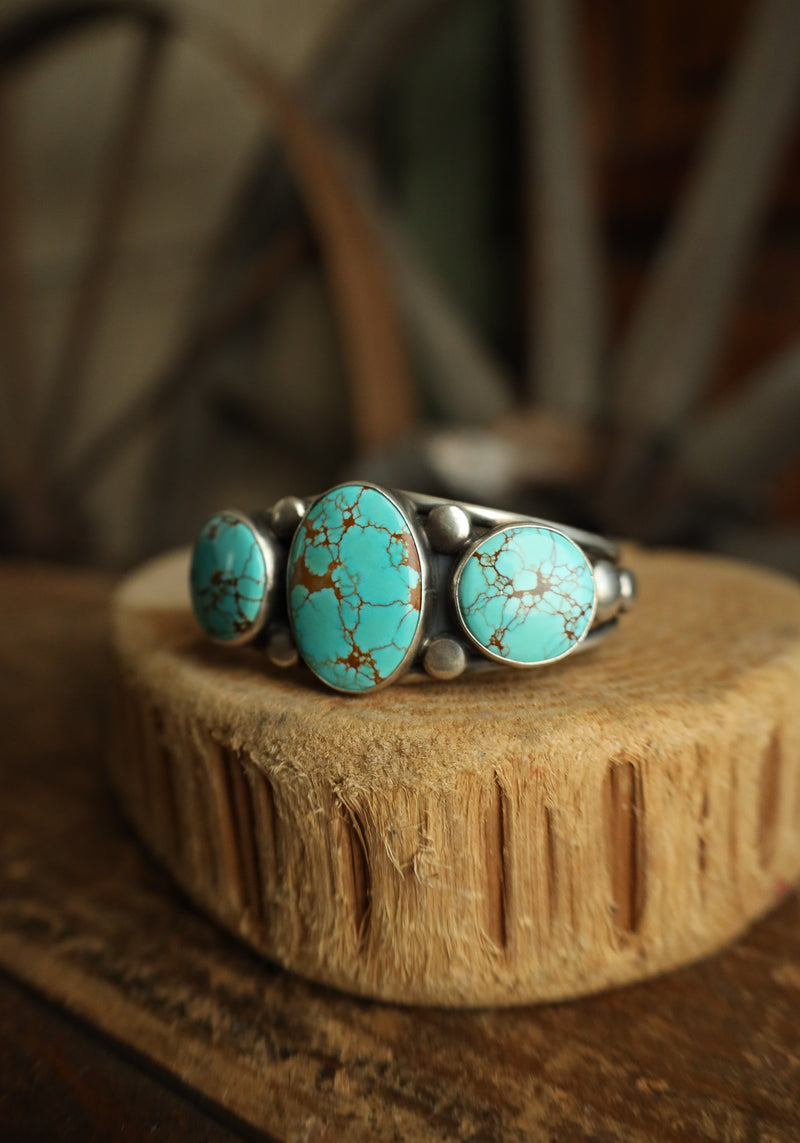 Turquoise Oval And 2 Large Rounds Cuff