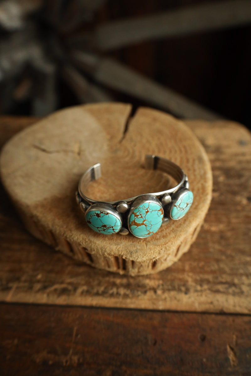 Turquoise Oval And 2 Large Rounds Cuff