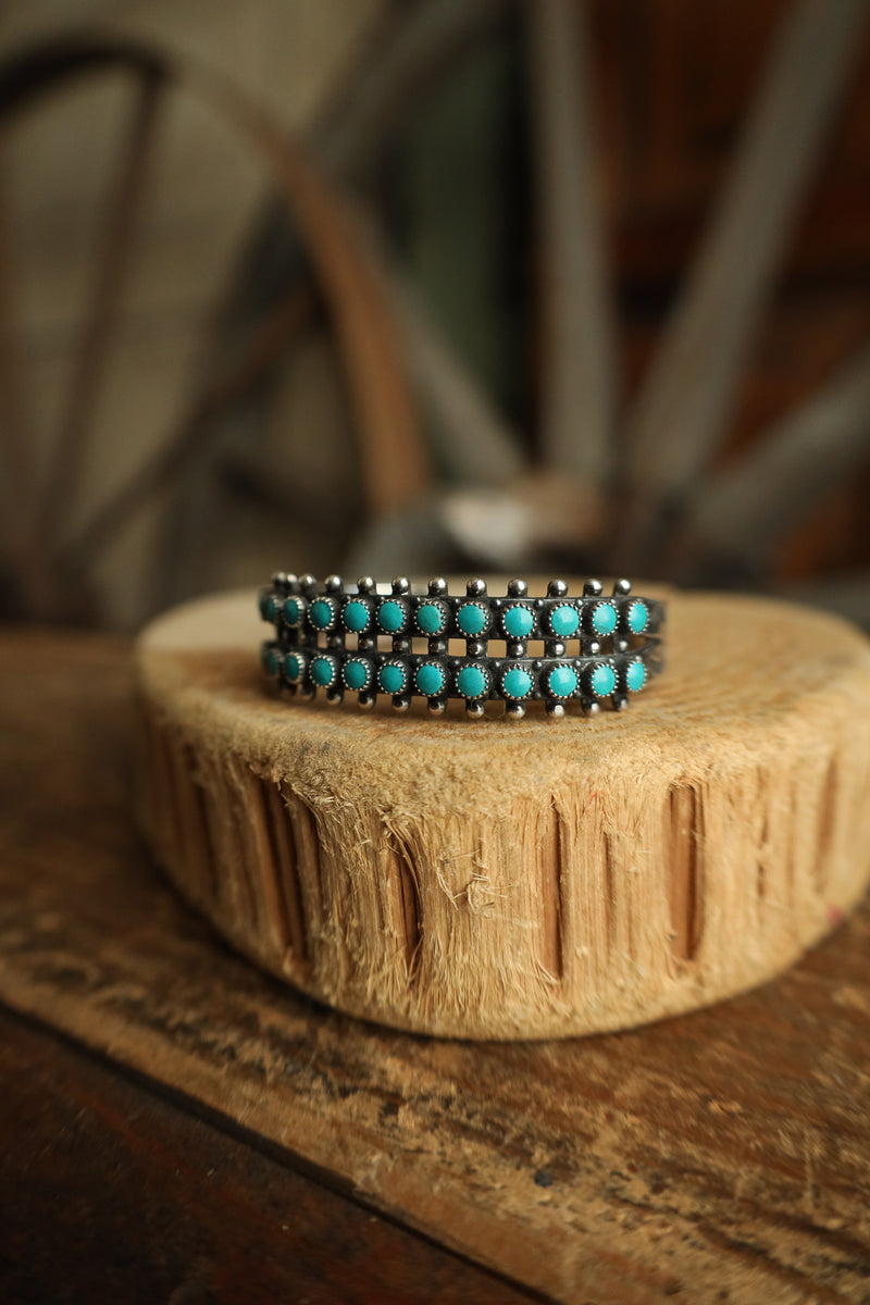 2 Rows 13 Turquoise Dots Cuff