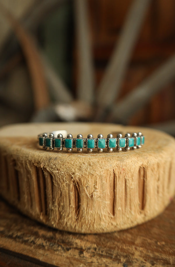 12 Small Turquoise Squares Cuff