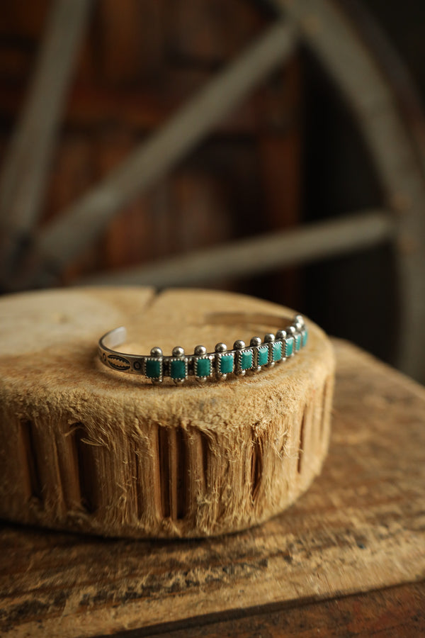 12 Small Turquoise Squares Cuff