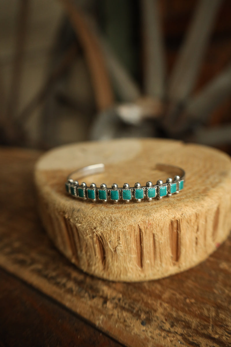 12 Small Turquoise Squares Cuff