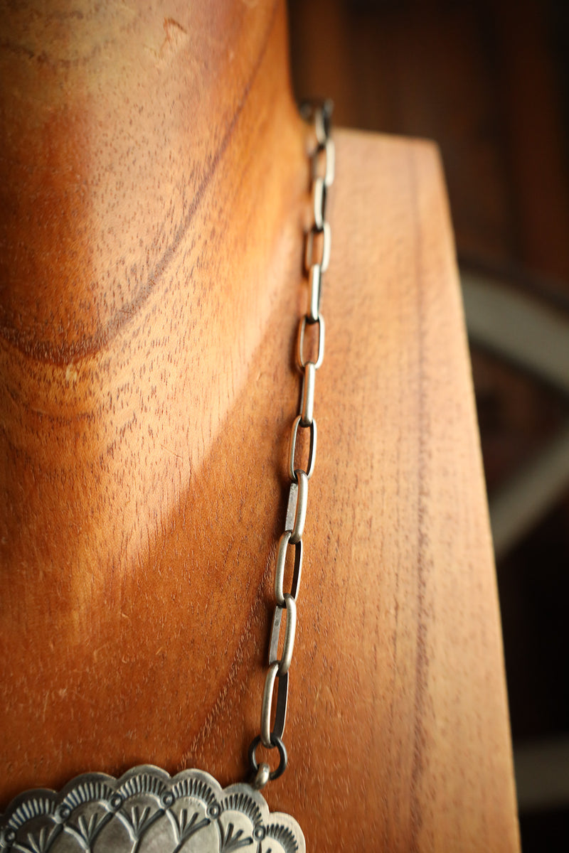 Extra Large Concho With Turquoise Oval Necklace