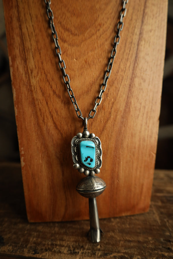 Large Squash Kingman Turquoise Necklace