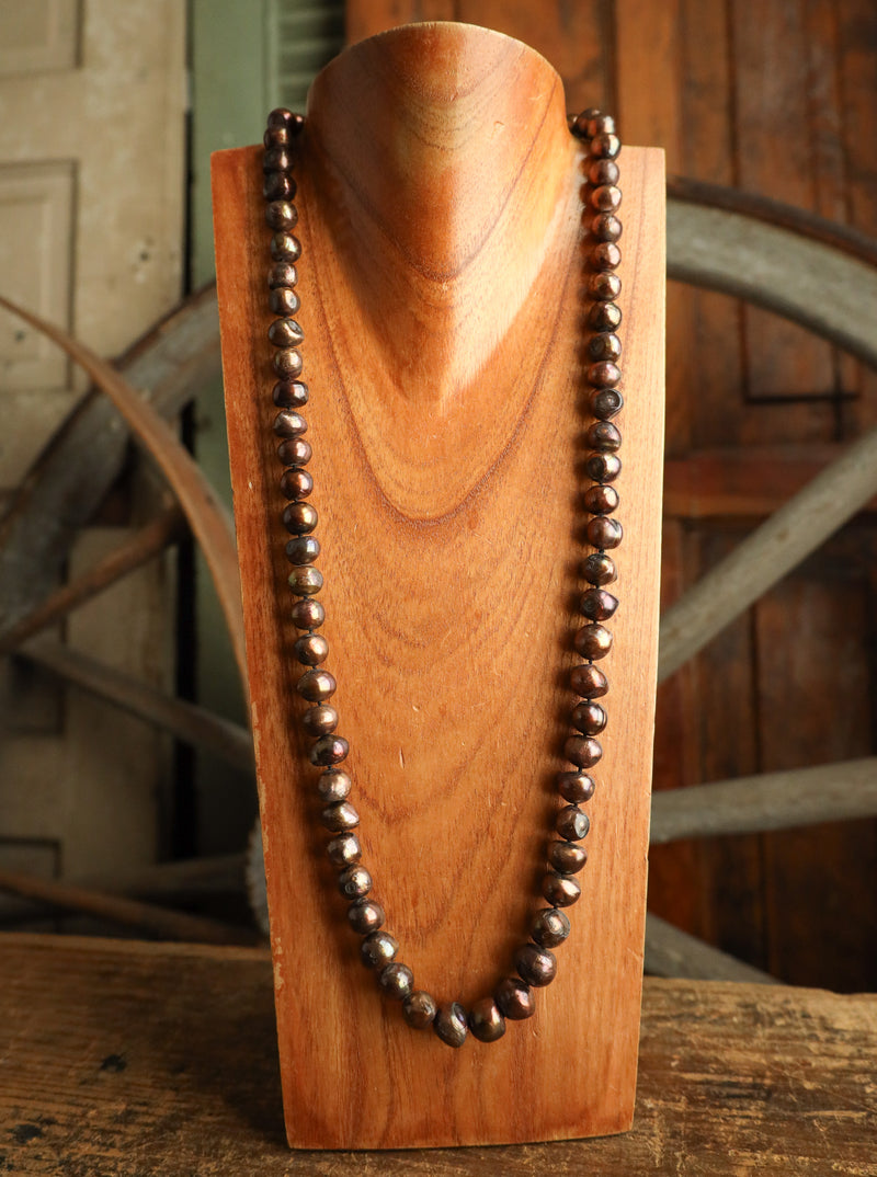 34" Brown Pearls Necklace