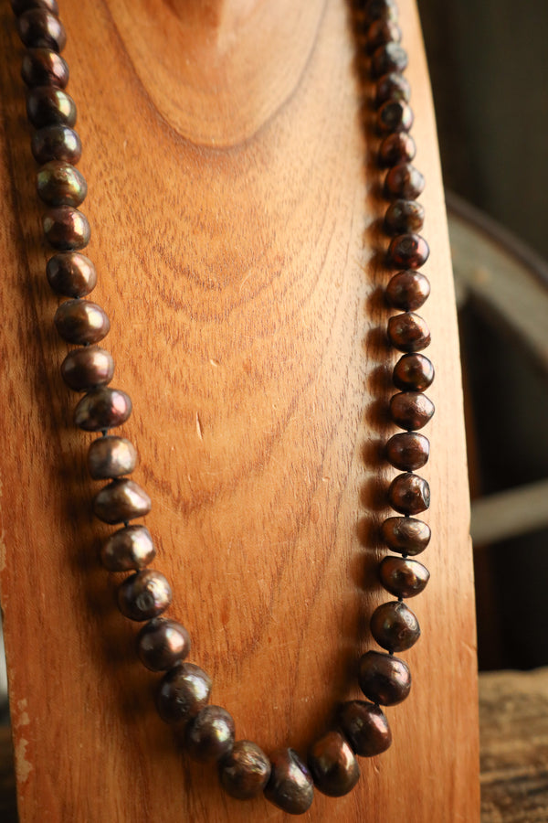 34" Brown Pearls Necklace