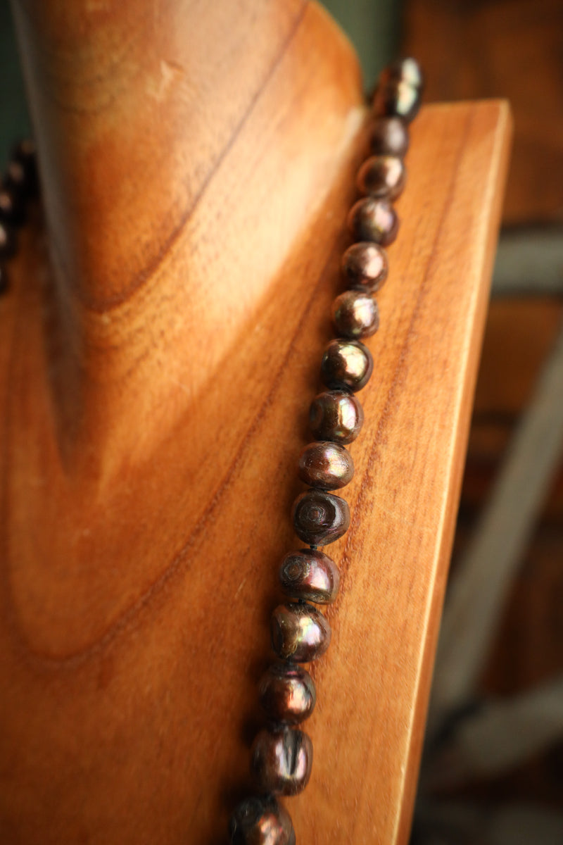 34" Brown Pearls Necklace
