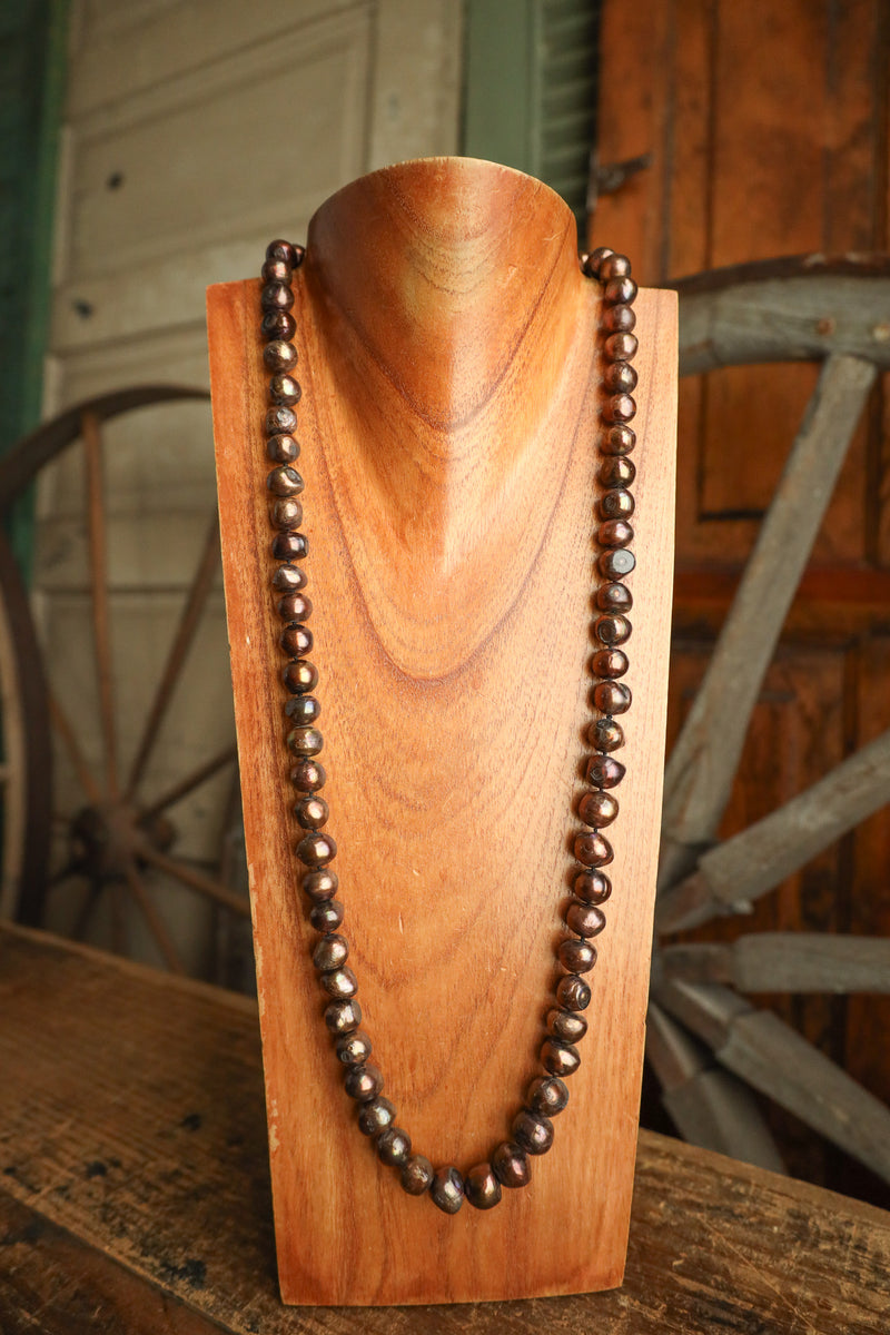 34" Brown Pearls Necklace