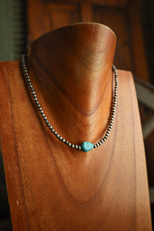 1 Turquoise Nugget Navajo Pearls 14-16" Necklace