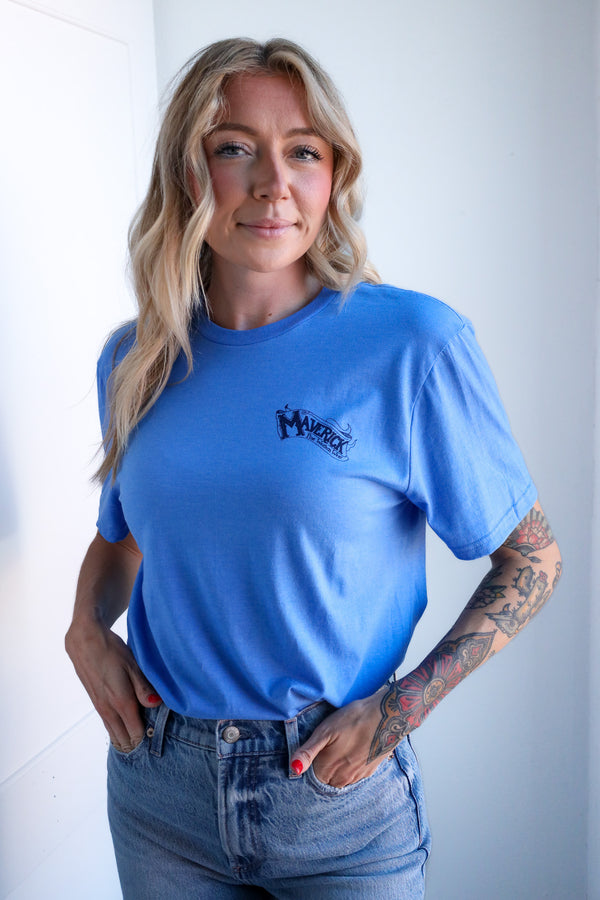 MAVERICK EXCLUSIVE MAVERICK RIDERS TEE- HEATHERED ROYAL