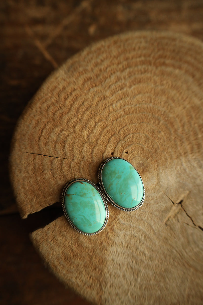 Green Turquoise Oval Post Earring