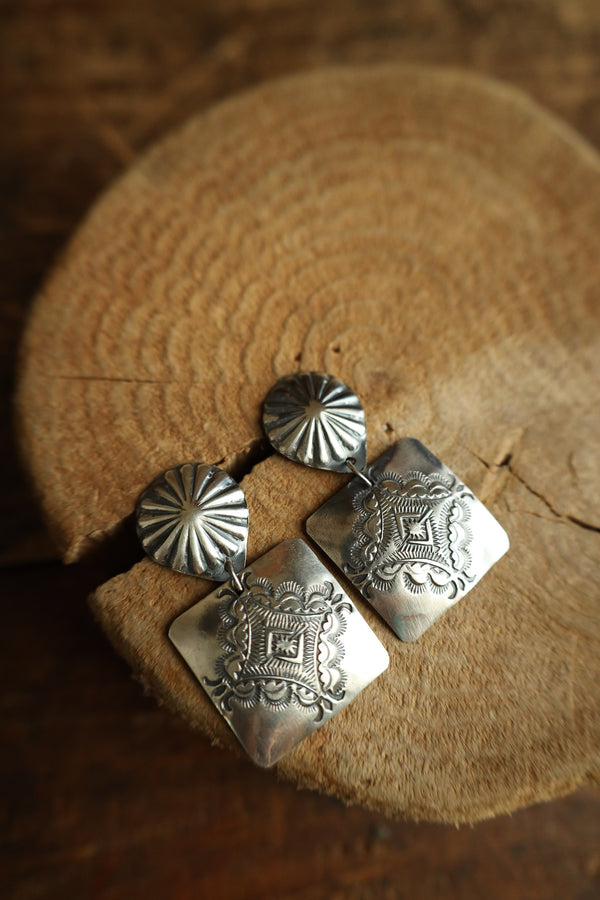 Starburst And Square Concho Post Earring