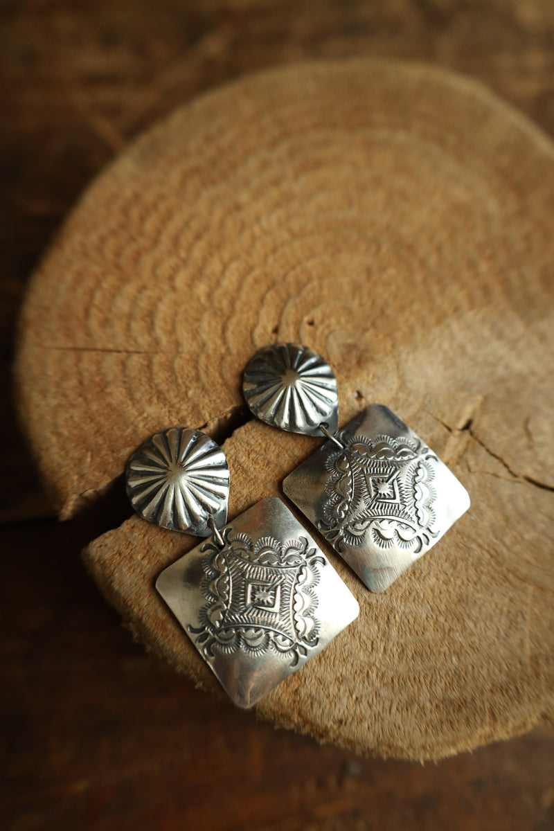 Starburst And Square Concho Post Earring