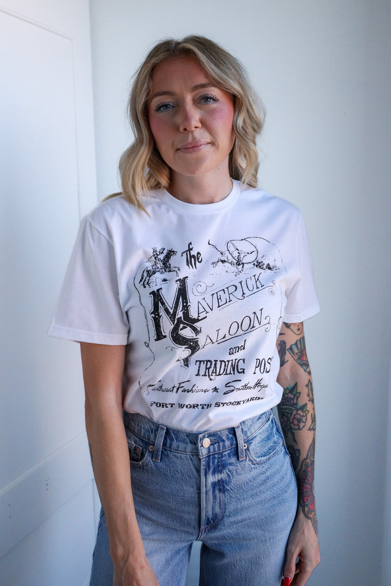MAVERICK EXCLUSIVE MAVERICK SALOON TEE- WHITE/BLACK