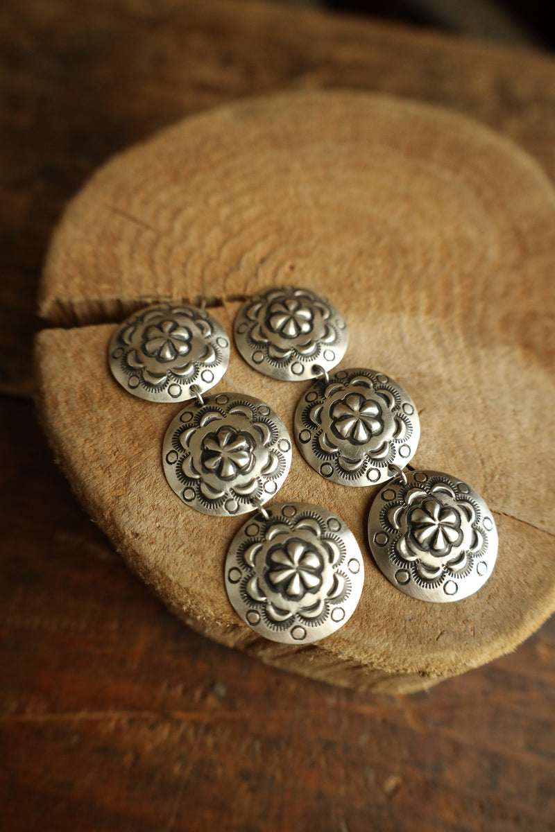 Triple Round Flower Concho Post Earring