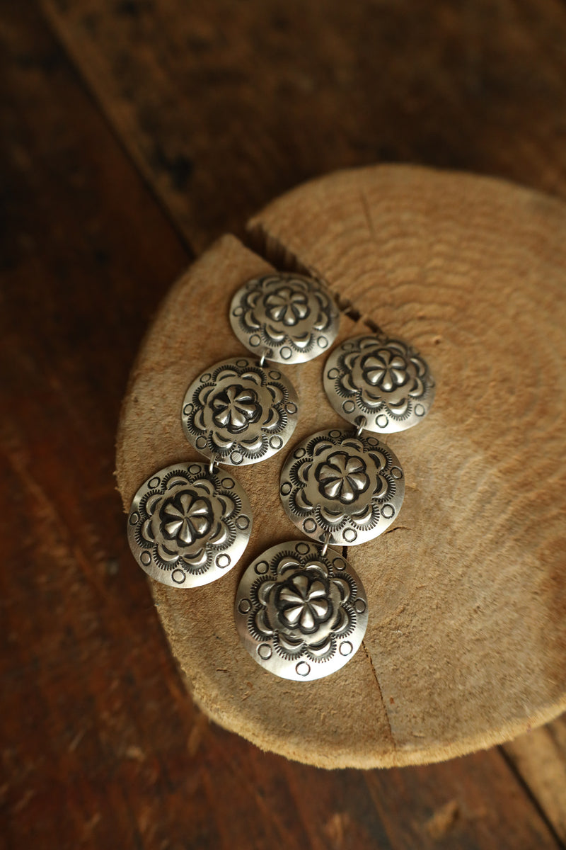 Triple Round Flower Concho Post Earring
