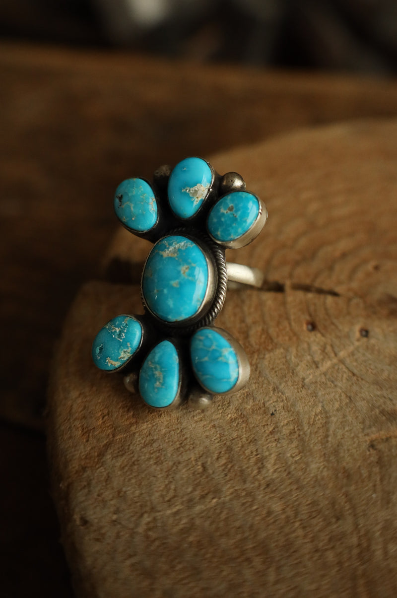 7 Turquoise Cluster Ring- Adjustable