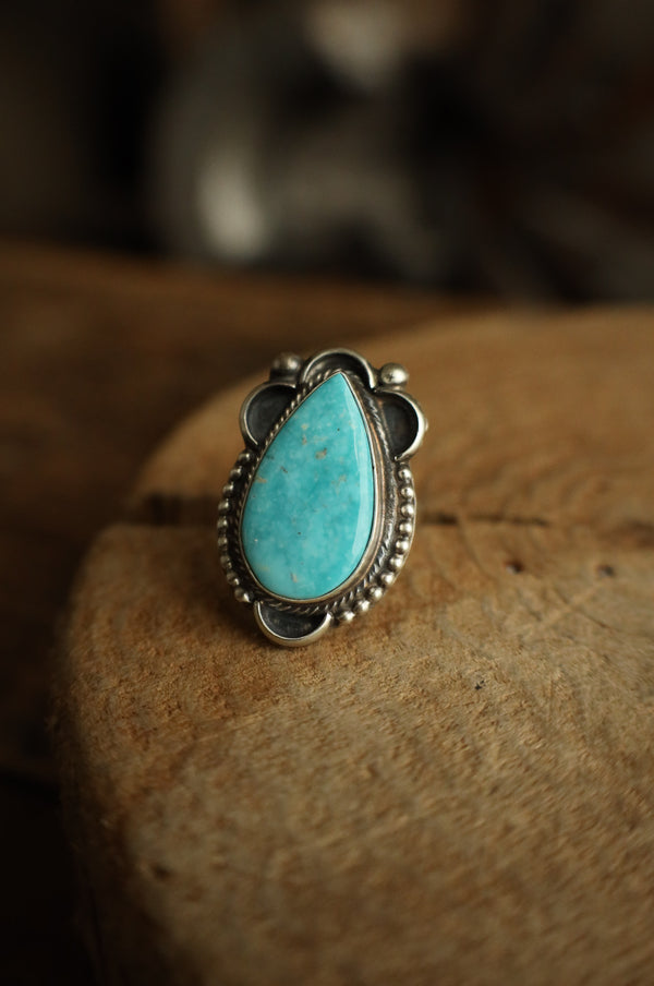 
Turquoise Teardrop Framed Ring- Adjustable
